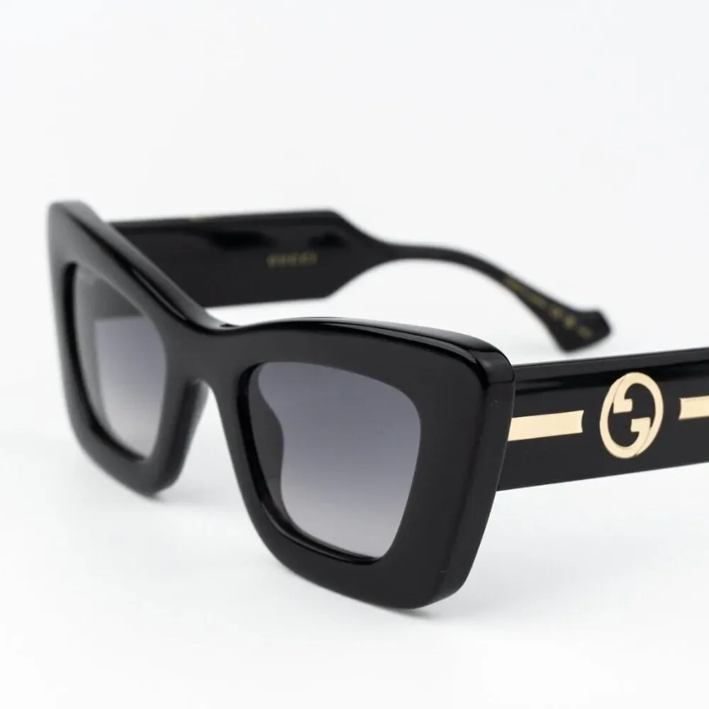 Gucci Women Sunglasses Black Crystal Grey Gradient Butterfly GG1552S 001 NEW